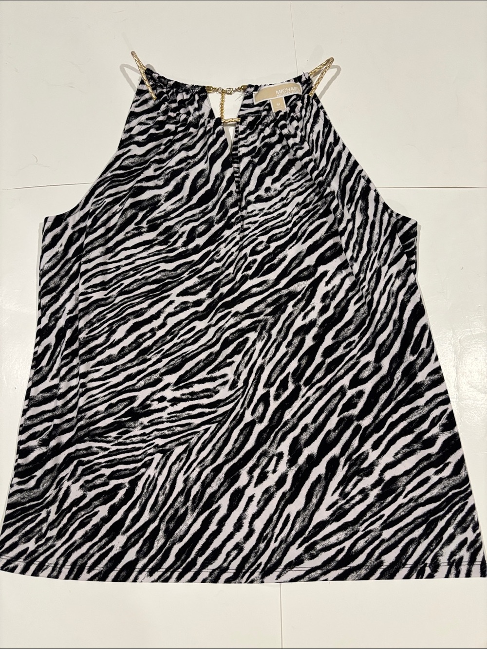 MICHAEL KORS women’s animal print black and white halter top size medium